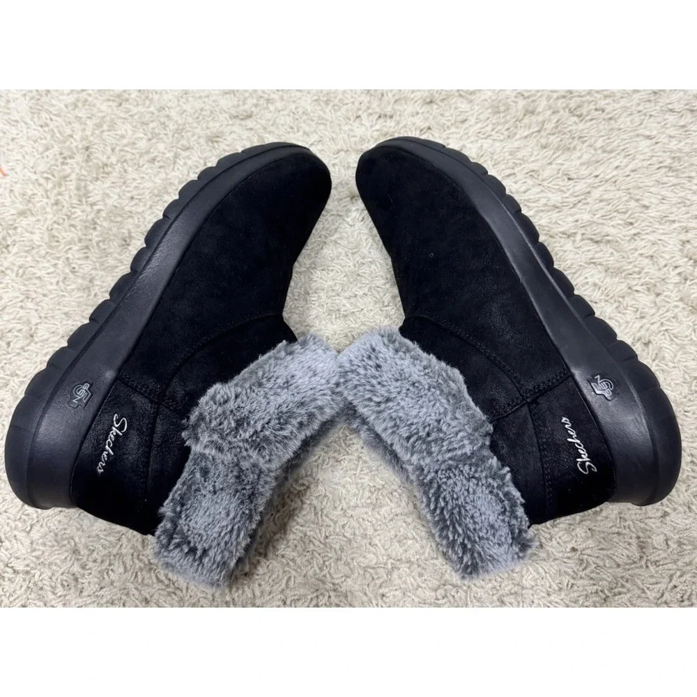 Skechers On The Go Joy Black Winter Faux Fur Lined Comfort Boots Women's‎ 9 Warm